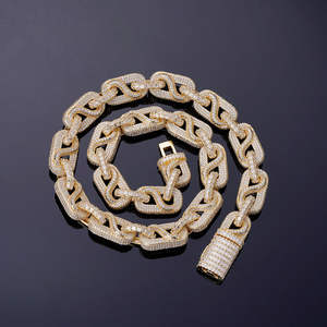 Chaîne à maillons cubains 15mm Moissanite Diamond coupe ronde Style Hip Hop cadeau de fiançailles pour hommes en argent sterling 925 - Product Image 1