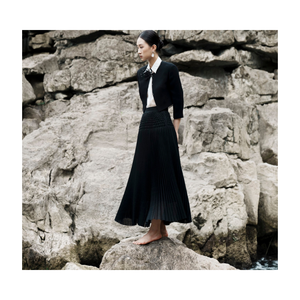 Luxury Design Long Black Hand-beaded Pleated <b>Women's</b> <b>Skirts</b> PEARL SMOCKED MIDI <b>SKIRT</b> Size <b>S</b> M L From WHITEANT Manufacturer - Product Image 1