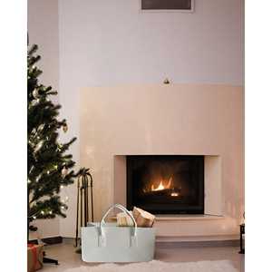 Sac de transport moderne pour bois de chauffage, en toile cirée blanche avec écran pour le rangement et le transport - Product Image 2