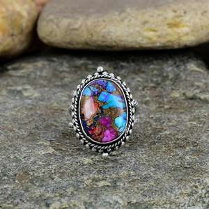 Anillo fino Vintage de la mejor calidad para mujer, mezcla de plata de ley 925 sólida, ostra turquesa, 10x14mm, ajuste de bisel, joyería hecha a mano - Product Image 5