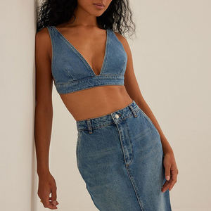 Wholesale Summer Sexy Crop <b>Top</b> Bra Fashion Out Wear Denim Bra Women <b>Top</b> Trending in Sale Price - Product Image 5