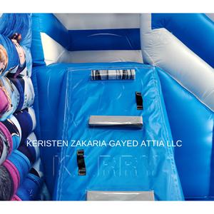 Centro de juegos inflable de PVC de calidad comercial, castillo inflable multifuncional azul con tobogán para fiestas de cumpleaños infantiles - Product Image 3