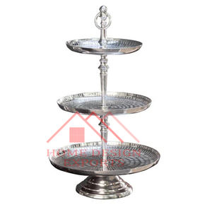 3 <b>Tier</b> Nickel Finished <b>Cake</b> <b>Stand</b> With Texture Design Desert Serving Cupcake <b>Stand</b> - Product Image 6