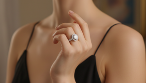 Bague de fiançailles pour femme en or 14 carats avec double halo de diamants classiques - Product Image 5