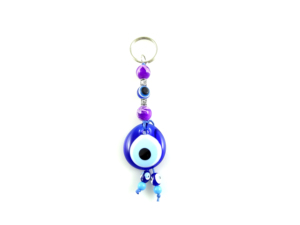 Llavero con Mosquetón DAFNI BIG PAZAR con Cuentas de Ojo Turco - Diseño Metálico 3D de Moda con Puntas Esmaltadas Únicas e Impresión en Relieve - Product Image 4