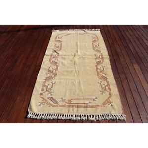 Tapis de 3,7 x 6,7 pieds, tapis turc vintage, tapis rayé jaune - Product Image 1