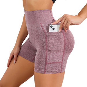 Shorts Deportivos para Mujer, Shorts de Entrenamiento para Correr, Poliéster y Elastano, Cintura Alta, Transpirables, Elásticos, para Yoga - Product Image 1