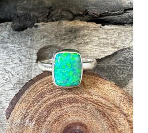 Green Opal <b>Ring</b> Handmade in 925 Sterling Silver Wello Opal <b>Statement</b> <b>Ring</b> for Women Solid Silver Jewelry Elegant - Product Image 1