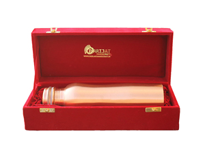 Bouteille d'eau sans joint en cuivre pur navire en cuivre étanche fait à la main pour cadeau de voyage emballé boîte en velours de couleur rouge - Product Image 2