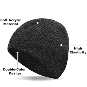 Último diseño transpirable colores lisos gorros transpirables para la venta al por mayor de alta calidad invierno gorros de punto gorros OEM - Product Image 5
