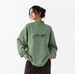 Pull-over surdimensionné personnalisé pour femme, col montant, coupe ample confortable, style streetwear élégant pour le quotidien, marque privée, vente en gros - Product Image 1