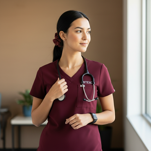 Ensemble de blouses médicales pour femmes MITEXCO, bleu royal, col en V : confortable, élégant et durable, vêtements de travail pour infirmières, médecins, hôpitaux - Product Image 3