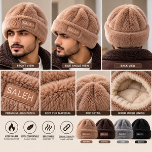 Bonnet d'hiver épais et chaud en peluche, bonnet en tricot duveteux avec large revers plié pour adulte, usage quotidien, vente en gros, fourniture personnalisée, exportation - Product Image 6