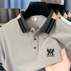 Haute qualité hommes s polos été à manches courtes t-shirts hommes s revers lâche concepteur brodé polos - Product Image 5