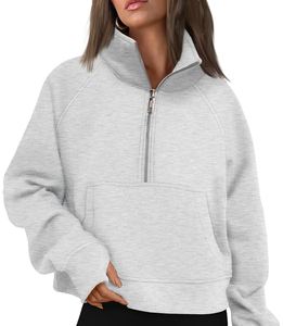 Nouveau femmes 2025 automne mode tenues nouveau demi-fermeture éclair recadrée à capuche pull polaire quart fermeture éclair sweat à capuche sweats - Product Image 1