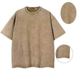 T-shirt pour hommes Logo personnalisé poids lourd casual respirant surdimensionné strass 100% coton délavé à l'acide t-shirt d'été pour hommes - Product Image 3