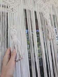 Rideau de porte en coton macramé fait à la main Boho tenture murale Art tapisserie décor de salon - Product Image 5