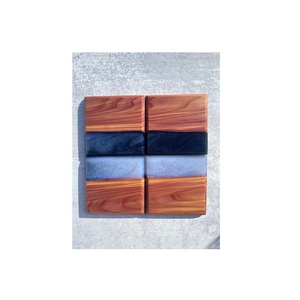 Acacia <b>Wood</b> and Resin Coaster 4 <b>Set</b> to <b>Clean</b> for Home Office or Bar for Light and Dark Color square Shape - Product Image 1