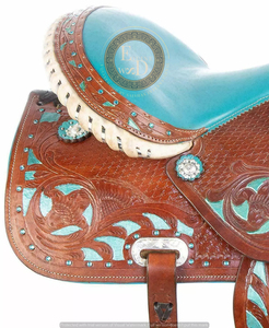 อานม้าหนังแท้แบบตะวันตกน้ำหนักเบาสำหรับการแสดงม้าทำด้วยมืออุปกรณ์ขี่ม้า - Product Image 4