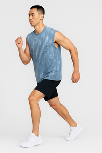 เสื้อยืดกีฬาผู้ชายสีพื้นระบายอากาศแห้งเร็วแขนสั้นสำหรับวิ่งกลางแจ้งฟิตเนส - Product Image 5