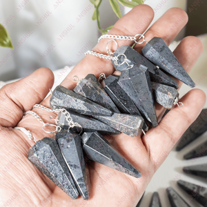 Pendules de Feng Shui en hématite grise de qualité supérieure, facettées et sculptées, écologiques, pierres semi-précieuses pour la guérison des chakras - Product Image 5
