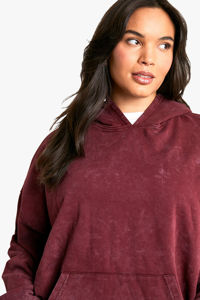 Sudadera con capucha de lavado ácido vintage personalizada para mujer, sudadera de lana, ropa de calle, jersey de hombro caído de gran tamaño - Product Image 2