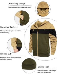 Sudadera con Capucha de Alta Calidad para Hombre, con Cremallera, Diseño Sólido Personalizado, Tejido Técnico de Felpa, Mezcla de Poliéster/Algodón, Bordada y Ecológica - Product Image 5