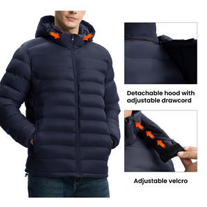 Veste matelassée légère pour homme, capuche amovible, résistante à l'eau, vestes d'hiver matelassées pour le ski, les voyages, les activités de plein air - Product Image 5