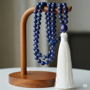 Collar de cuentas Mala 108 hecho a mano, 6mm, lapislázuli suave, piedra preciosa de lava, Natural perla, regalo religioso de moda para la oración - Product Image 6