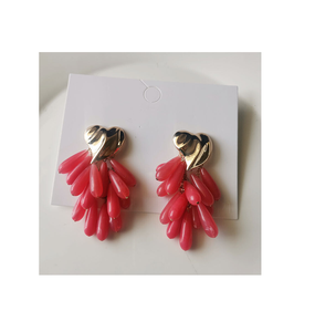 Boucles d'oreilles créoles en forme de perles circulaires accessoires de bijoux en résine pour femmes filles produits de vente chauds haut de gamme - Product Image 1