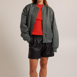 Chaqueta Bomber de Manga Larga con Cierre para Mujer, Nueva Moda, Cálida, Transpirable, Resistente al Viento, Ecológica, de Secado Rápido, Informal, de Nailon - Product Image 4