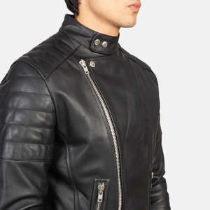 Faisor ODM <b>Biker</b> <b>Jacket</b> in Black Genuine Cowhide Leather Reversible with Coating XS to 6XL Sizes for Autumn Season - Product Image 6
