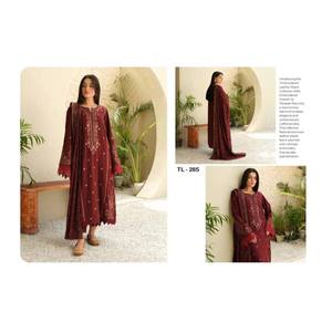 หนังแท้คุณภาพสูงสีพีช shalwar kameez winterwear คอลเลกชันทนทาน4ฤดูพร้อมผ้าคลุมไหล่ในราคาขายส่งสำหรับผู้หญิง - Product Image 5