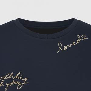 Sudaderas Casuales Azul Marino con Logotipo Bordado Personalizado al por Mayor, Sudaderas de Cuello Alto para Mujer, Ropa de Invierno - Product Image 5