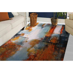 Tapis d'art abstrait : Décoration moderne de ferme, tapis rond imprimé pour entrée, tapis doux non tissé - Product Image 5