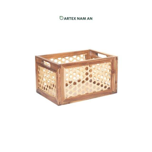 Panier en rotin décoratif avec cadre en bois, rangement durable pour le salon et la chambre à coucher - Product Image 3