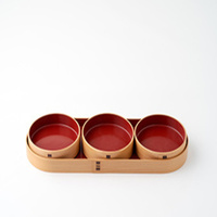 Plateau de service traditionnel japonais Magewappaa en cèdre naturel, fait main, écologique, à 3 compartiments, pour apéritifs, grain de bois