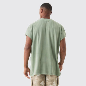 เสื้อยืดผ้าฝ้าย100% สำหรับผู้ชายเสื้อครอปไซส์ใหญ่พิเศษซักด้วยกรดสำหรับ2025เสื้อครอปแขนสั้นมีโลโก้ออกแบบได้ตามต้องการ - Product Image 3