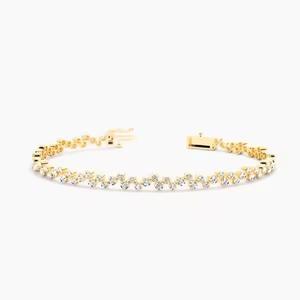 Pulsera de tenis para mujer de alta calidad recién llegada 10K 14K oro Moissanite diamante redondo - Product Image 4