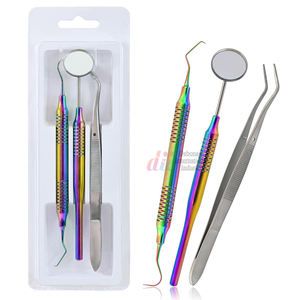 Juego de examen de higiene bucal Manual, raspador de dientes y espejo de boca, juego de examen Dental, 3 uds. De acero inoxidable - Product Image 5