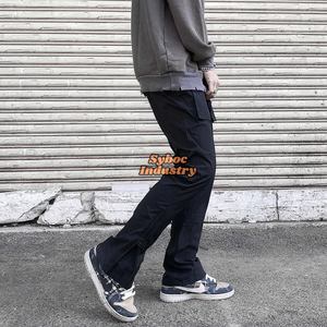 Pantalones Cargo con múltiples bolsillos para hombre, calidad Premium, 100% algodón, 6 bolsillos, pantalones negros para hombre, pantalones de pierna recta - Product Image 3