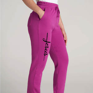 Pantalones Deportivos de Marca, Corte Regular, Pierna Ancha y Recta, con Cordón, Frente Plano, Casuales, Atléticos, 100% Algodón para Mujer - Product Image 3