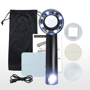 แว่นขยายสำหรับช่างอัญมณี 10 เท่า ขนาด 30 มม. เลนส์แก้ว K9 พร้อมไฟ LED และแสง UV แบบคู่  พร้อมสเกลแบบถอดได้ ชาร์จผ่าน USB-C (OEM) - Product Image 6