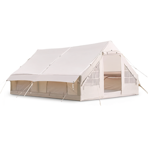 Tente de camping gonflable portable de luxe 12 m² 300x400x200 cm en tissu Oxford PVC blanc cassé - Product Image 2