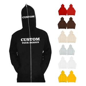 Venta al por mayor de algodón más vendido hombres gimnasio sudaderas con capucha cremallera Sudadera con capucha cara completa cremallera hasta Sudadera con capucha impresión personalizada en blanco capucha completa - Product Image 3