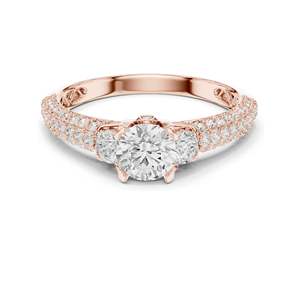 Anillo de Diamantes de Laboratorio con Corte Brillante Redondo de 1.22 CT y Piedras Laterales para Mujer, Claridad VVS-VS EF, Oro de 18K, 14K, 10K y Plata 925 - Product Image 2