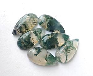 Cabochon d'agate grise naturelle en forme de poire longue dos plat vert disponible dans toutes les tailles-pierres précieuses en vrac - Product Image 3