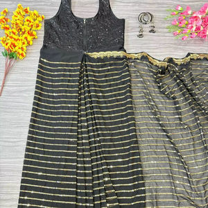 Blusa de mujer de Georgette Premium, hermoso trabajo de lentejuelas bordadas para fiesta, ropa elegante adornada - Product Image 1