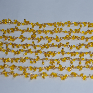 2mm Yellow Hydro quartz Beads <b>Cluster</b> Rosary chain. gold plated wire wrapped <b>Cluster</b> Rosary Chain. chain for Jewelry making - Product Image 5