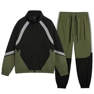 Chaqueta con cremallera a rayas impresa con logotipo personalizado de alta calidad, pantalones para correr con cordón, ropa de calle directa de fábrica para hombres, chándales al por mayor - Product Image 5